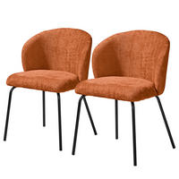 POLSTERSTUHL - 2er-Set - Chenille / Edelstahl - Terracotta, Textil/Metall (54/78/50cm) - home24
