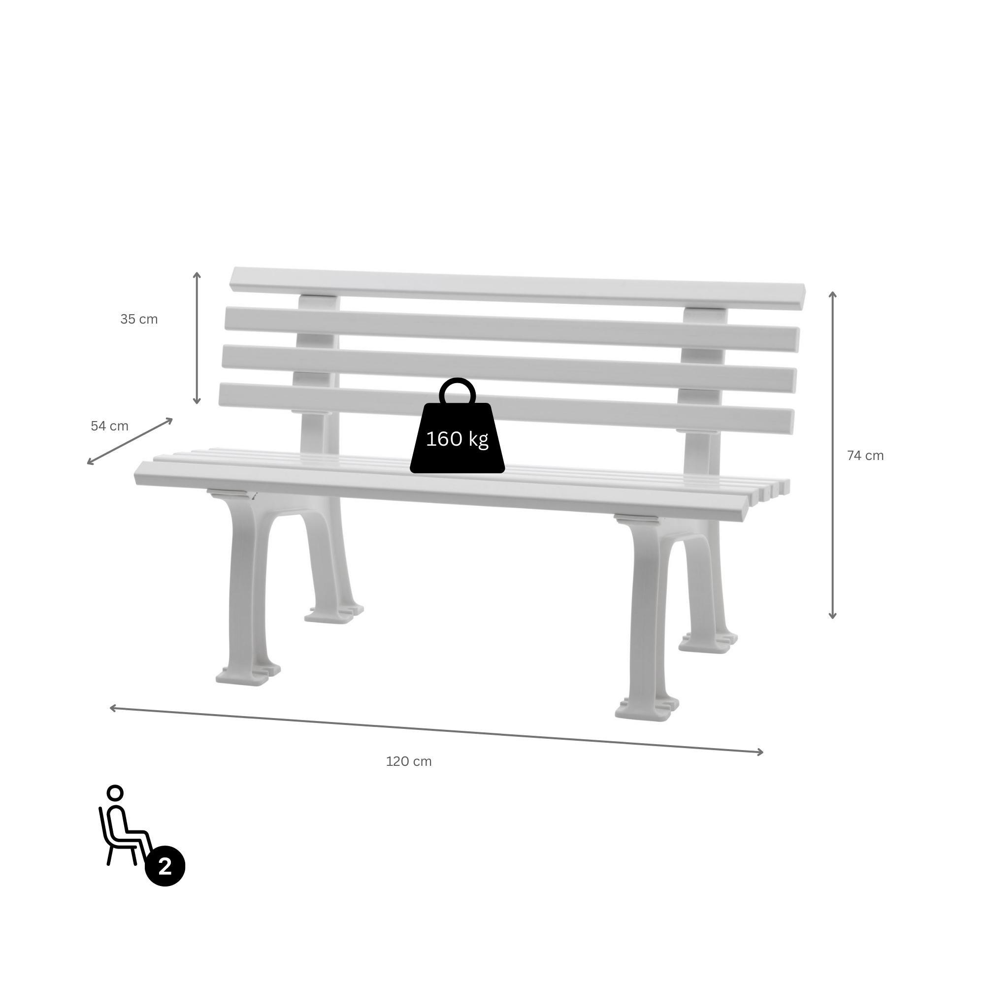GARTENBANK Antigua 2 Sitzer Weiß 74 x 120 x 54 cm Witterungskunststoff & UV Beständiger Kunststoff - Weiß, Kunststoff (120/74/54cm) - PROREGAL