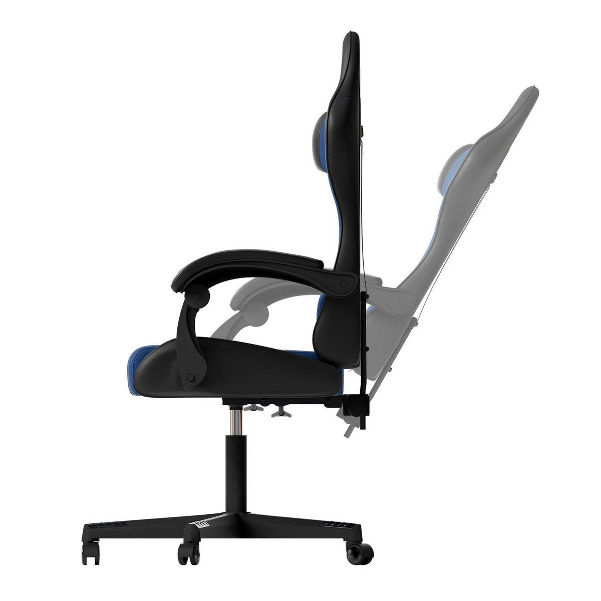 GAMINGSTUHL HyperSeat schwarz/blau - Blau, Kunststoff (63/131/121cm) - Juskys