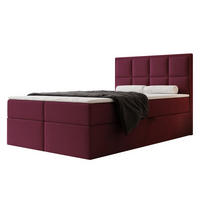 BOXBETT TIOLI 120x200 cm Bordeaux (Stoff Magic Velvet) - mit Bettkasten, Bonellmatratze und Paneel-Kopfteil - Bordeaux, Holzwerkstoff/Textil (120/200cm) - Ravio