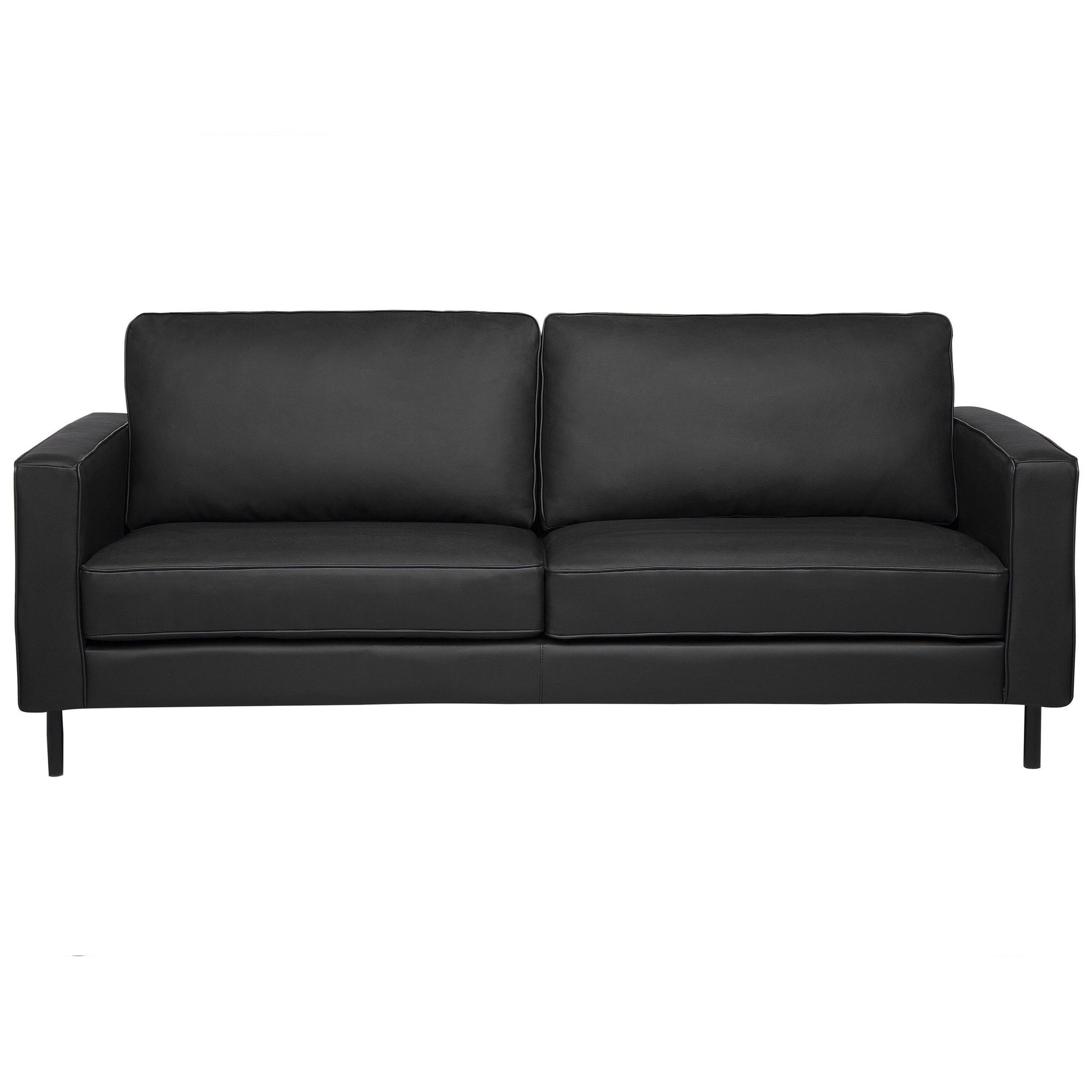 3-SITZER-SOFA Echtleder Schwarz Savalen - Schwarz, Leder/Fell (204/87/91cm) - Beliani