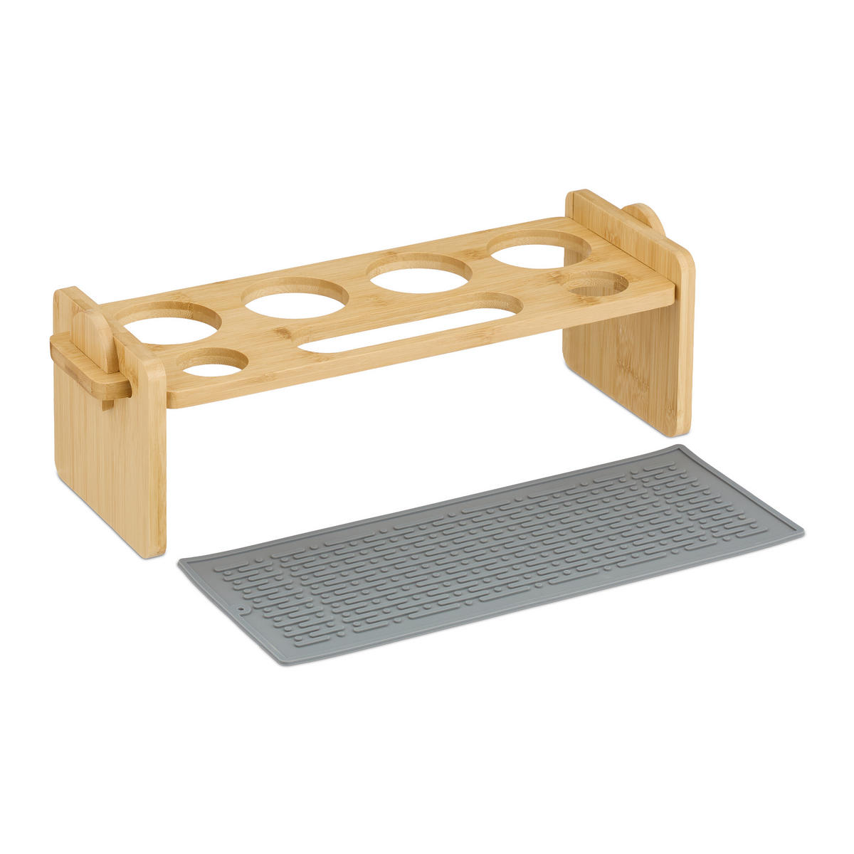 DRŽALO za steklenice - svetlo rjava, umetna masa/les (43/14/14.5cm) - Relaxdays