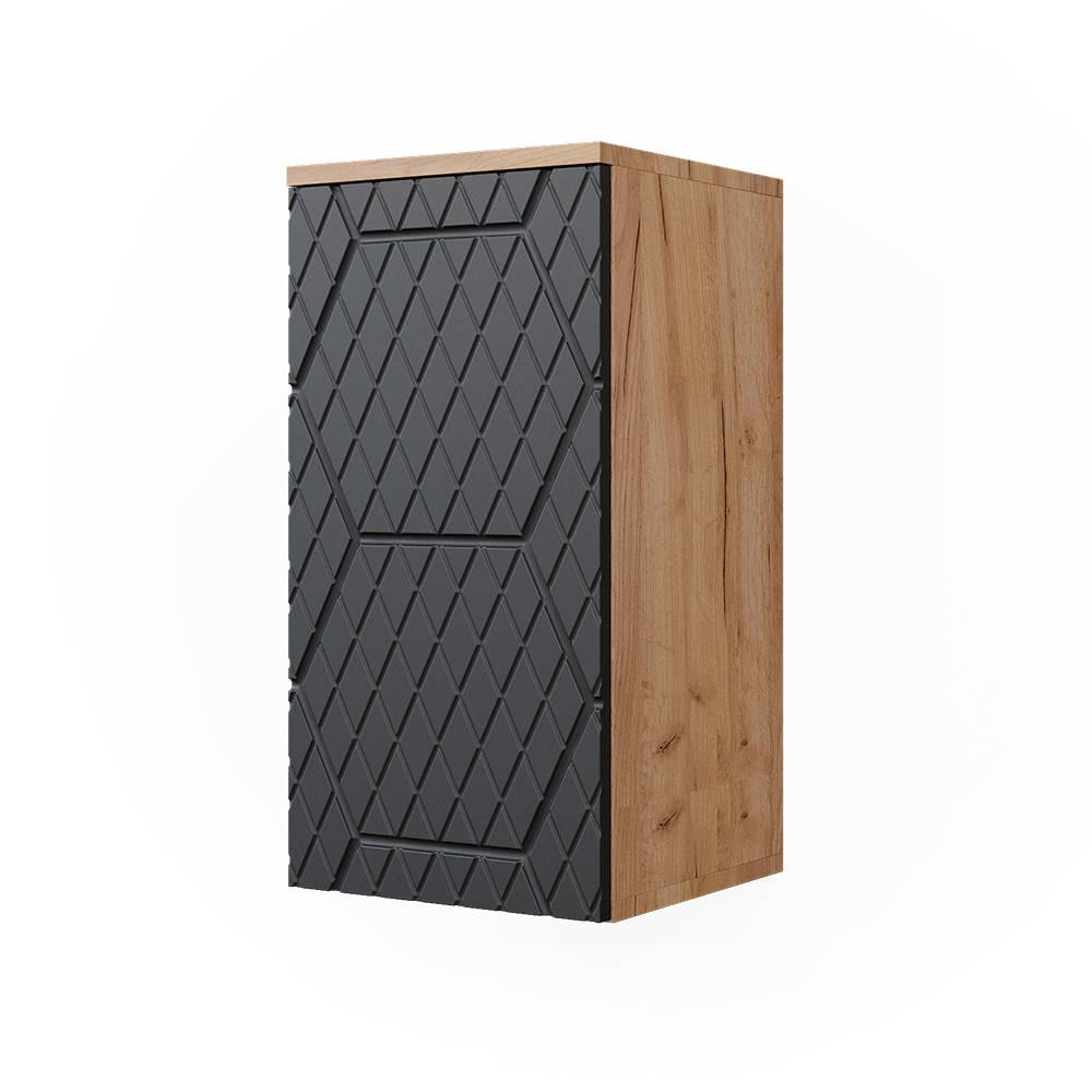 BADSCHRANK Irma Anthrazit gestreift 30 x 59 cm 2 Fächer, Badezimmer - Hellbraun/Dunkelgrau, Holzwerkstoff (30/59/24cm) - Vicco