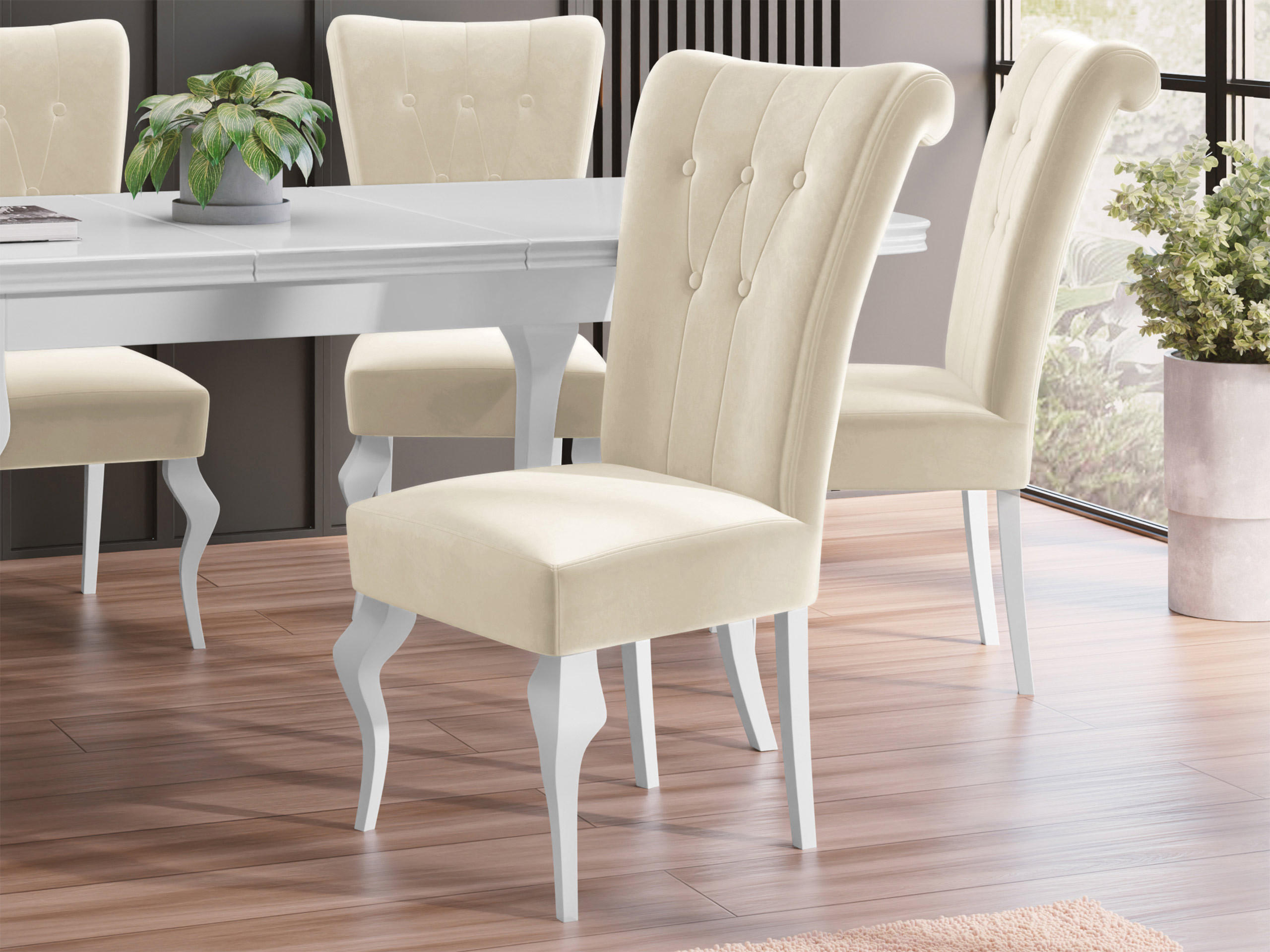 POLSTERSTUHL Frigene 01 - Beige/Weiß, Holz/Textil (52/100/70cm) - MIRJAN24