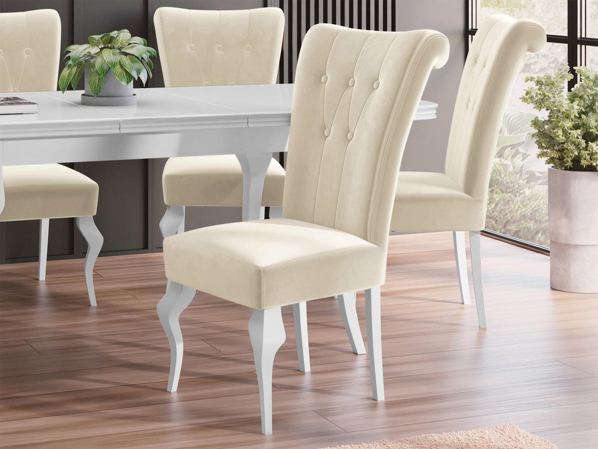POLSTERSTUHL Frigene 01 - Beige/Weiß, Holz/Textil (52/100/70cm) - MIRJAN24