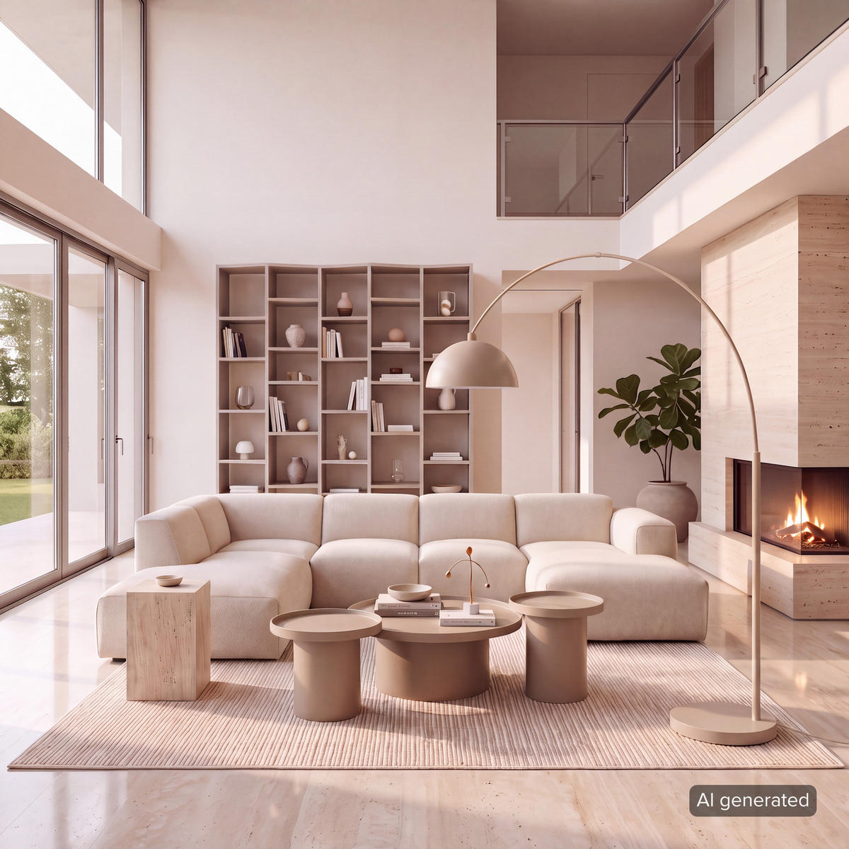 WOHNLANDSCHAFT mit Longchair - Beige/Schwarz, Kunststoff/Textil (325/71/235cm) - home24