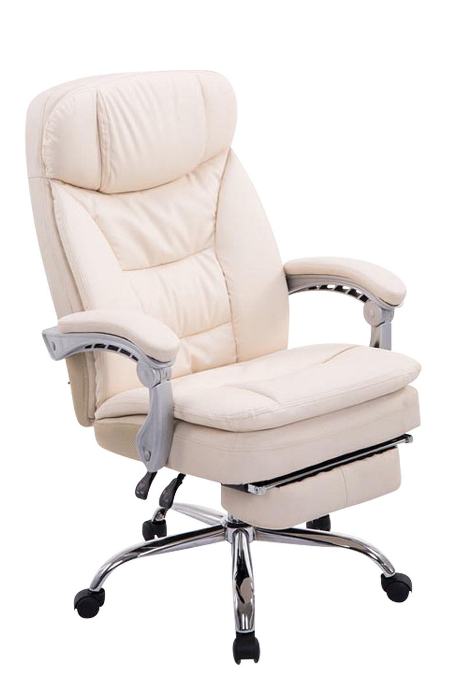 BÜROSTUHL XL Troja, Kunstleder Creme - Creme, Textil/Metall (67/122/67cm) - TPFLiving