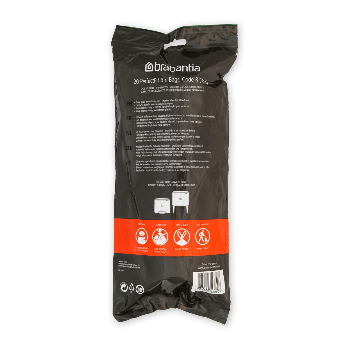 MÜLLBEUTEL PerfectFit Beutel 36 L (R) - 20 Stück, White, 36 L - Weiß, Kunststoff (6/36/11.5cm) - Brabantia