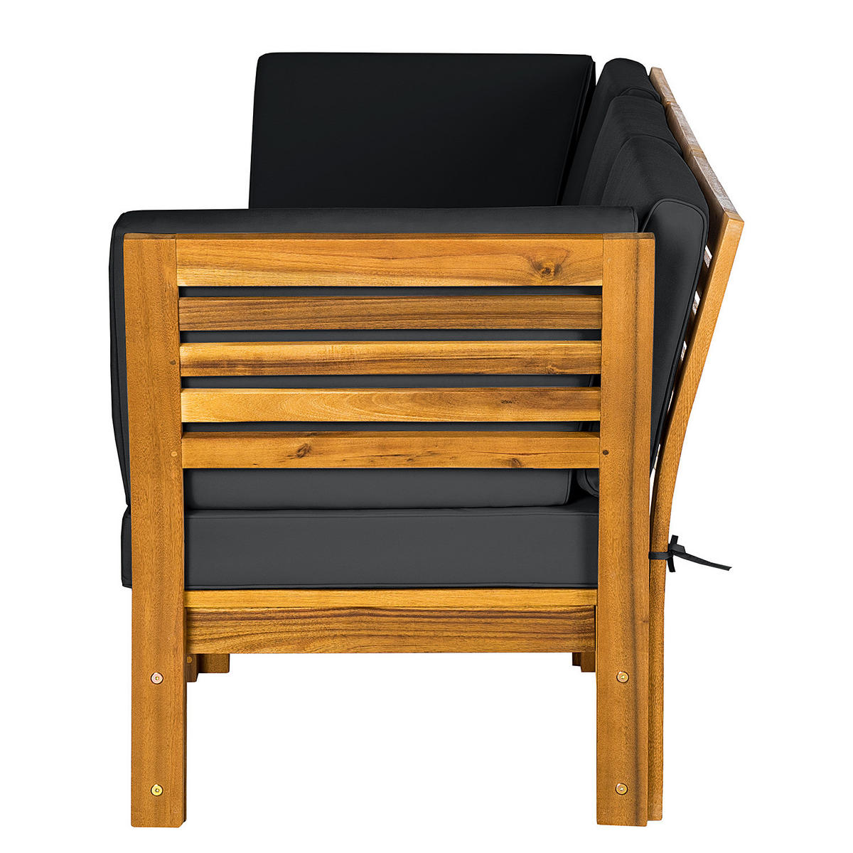 LOUNGESOFA - Webstoff / Akazie massiv - 3-teilig - Anthrazit, Holz/Textil - home24