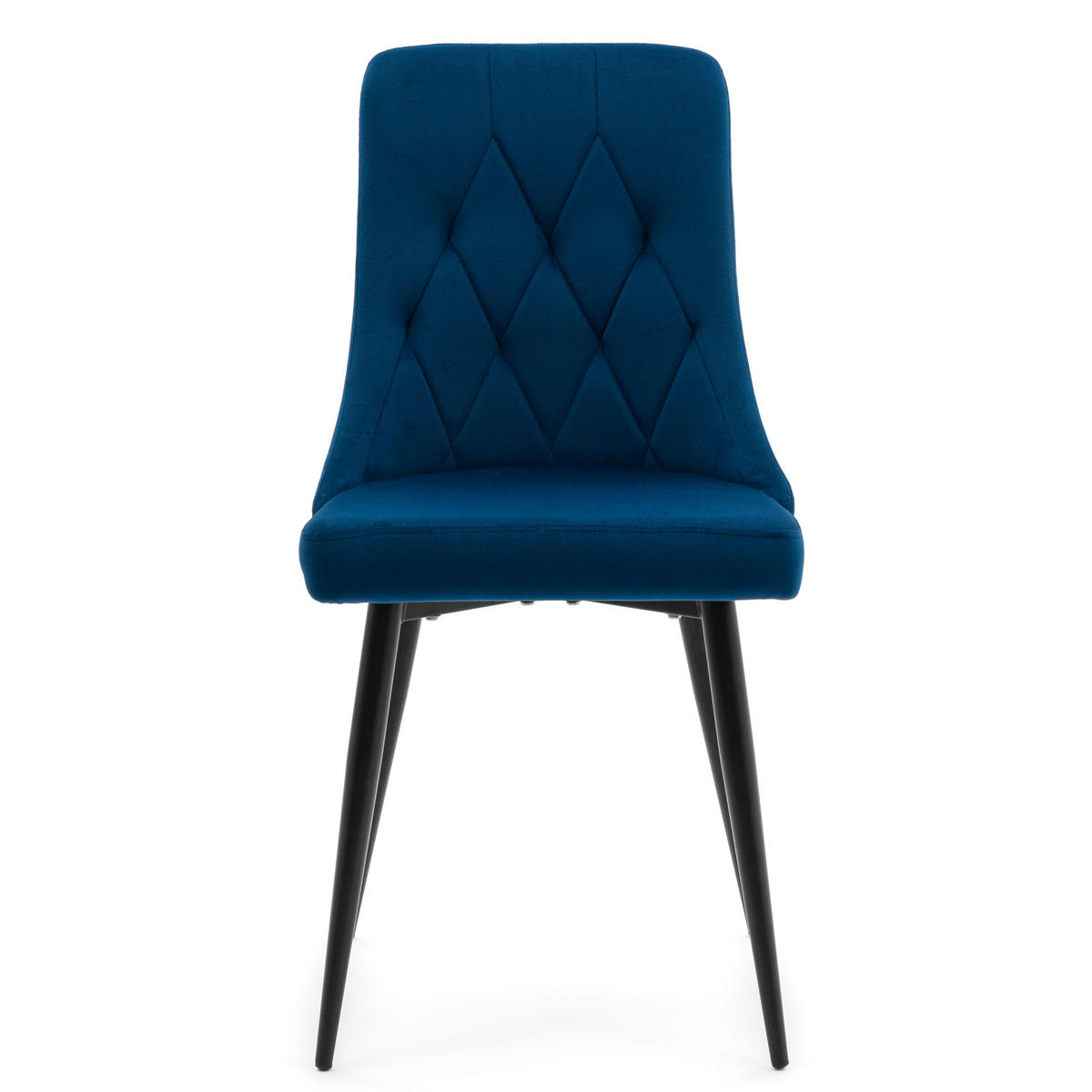 STUHL CAREN gepolstert mit Steppung - dunkel blau - Samt Velours - Schwarz/Dunkelblau, Metall (50/94/65cm) - NEW HOME