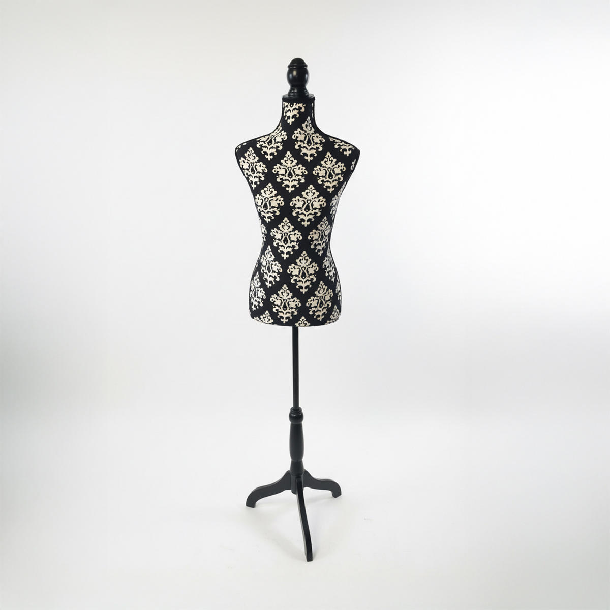 MANEKÝNKA - čierna, drevo/textil (41/167/34cm) - Relaxdays