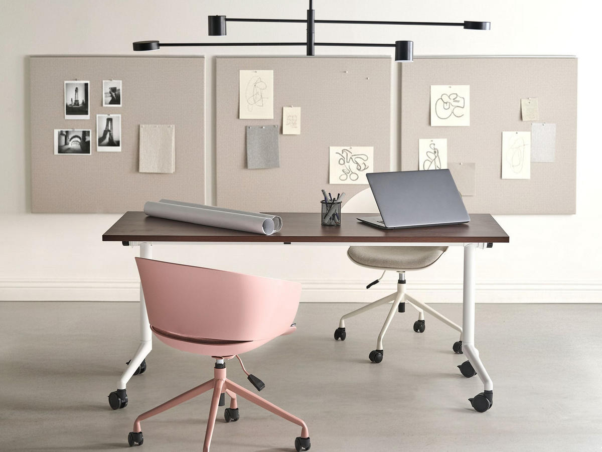 SCHREIBTISCH Zusammenklappbarer Dunkelbraun 160/60 cm Cavi - Braun/Weiß, Holzwerkstoff (60/160/73cm) - Beliani