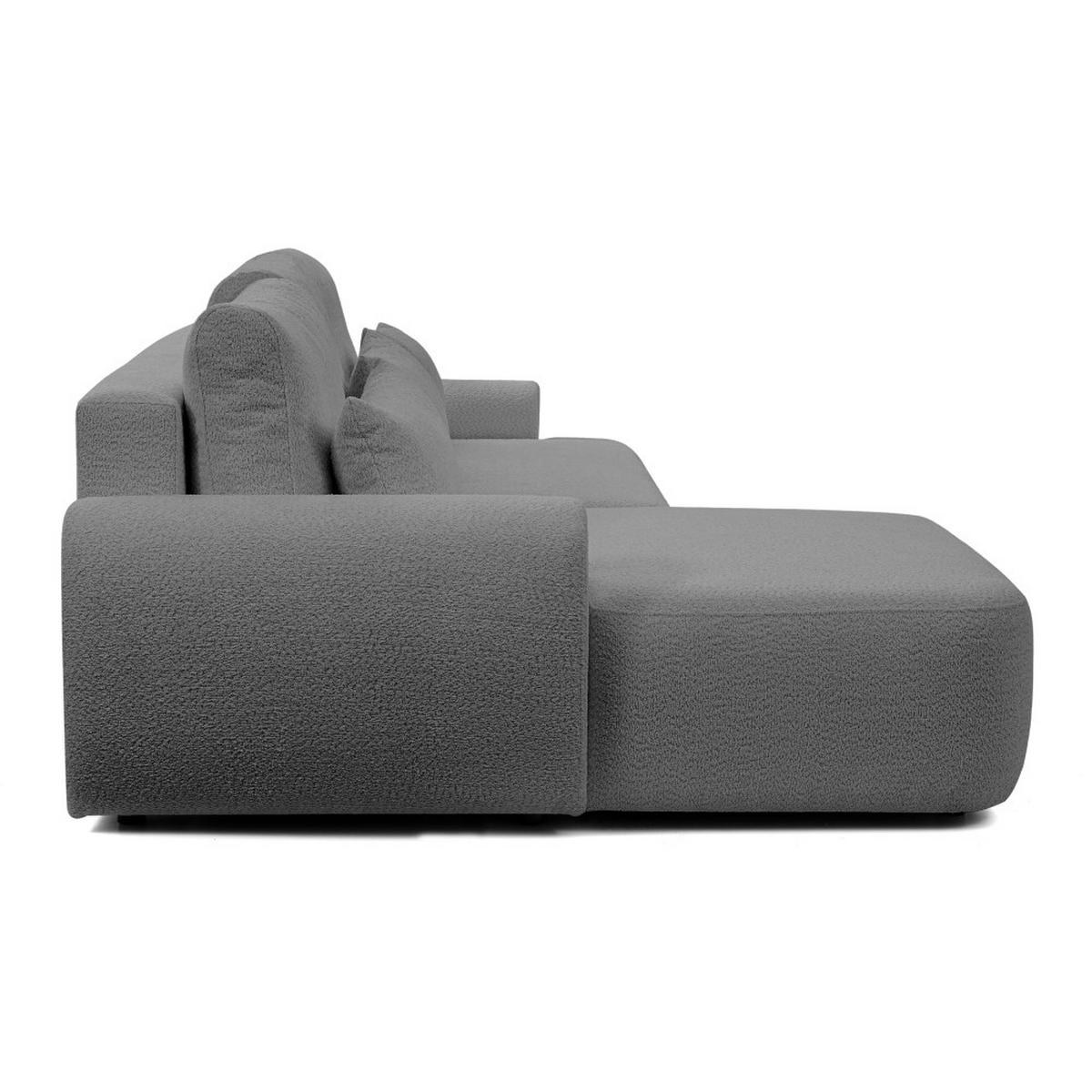 ECKSCHLAFSOFA Oliver im Bouclé-Gewebe, Grau, links - Schwarz/Grau, Textil (266/160cm) - Beautysofa