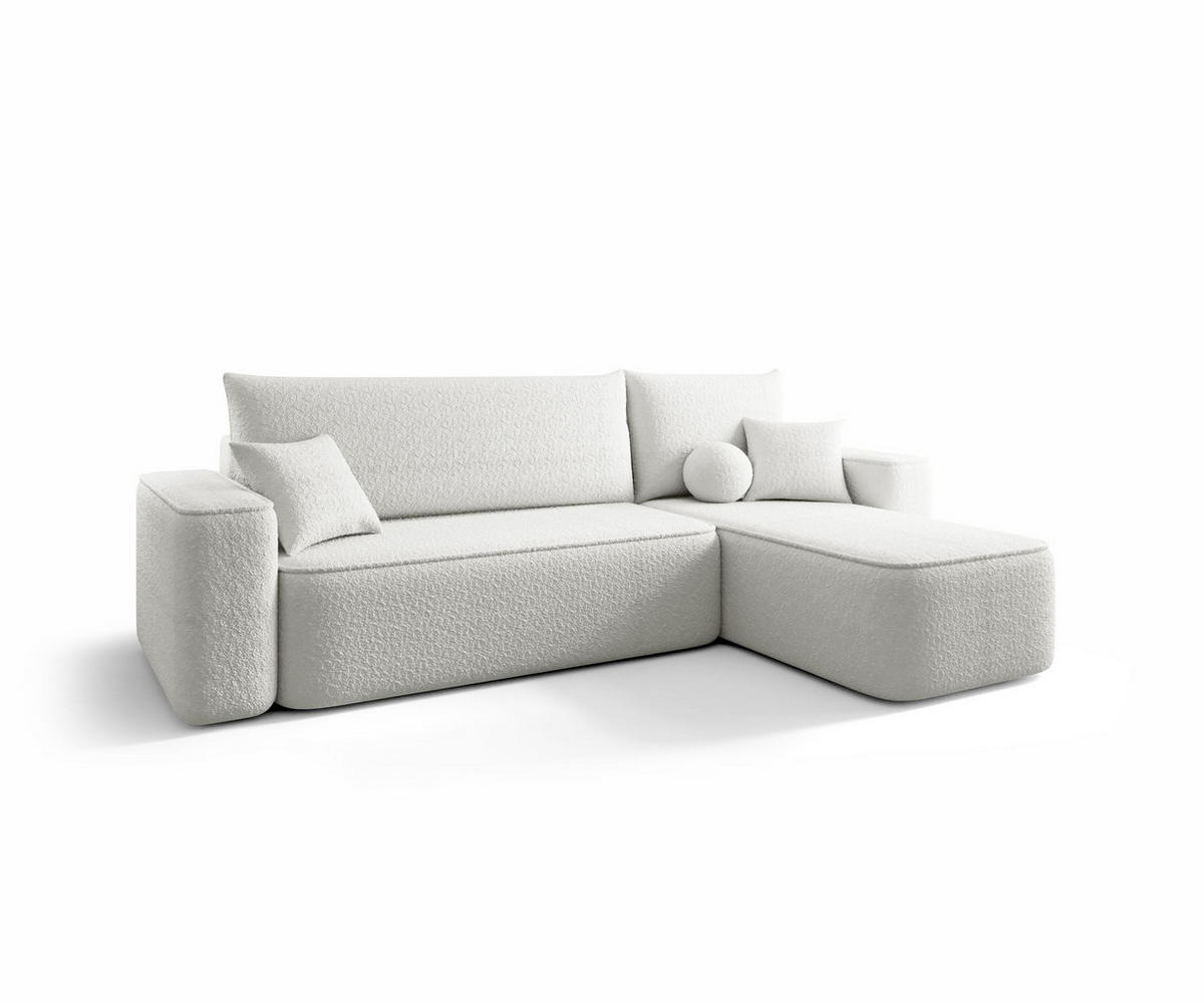 ECKSOFA TEXAS rechts weiß Bukle Quelle 1 - Schlaffunktion, Bettkasten - Weiß, Textil (250/149cm) - Cornero