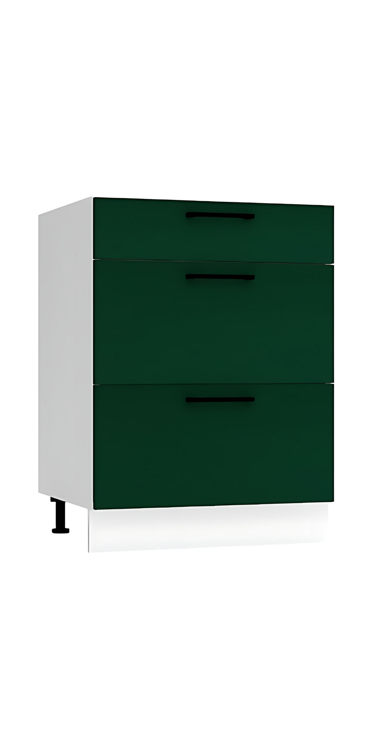 UNTERSCHRANK D60S3 - Morvex - 3 Schubladen für effiziente Organisation - Dunkelgrün, Holz/Metall (60/82/52.4cm) - ROYAL24_MARKT