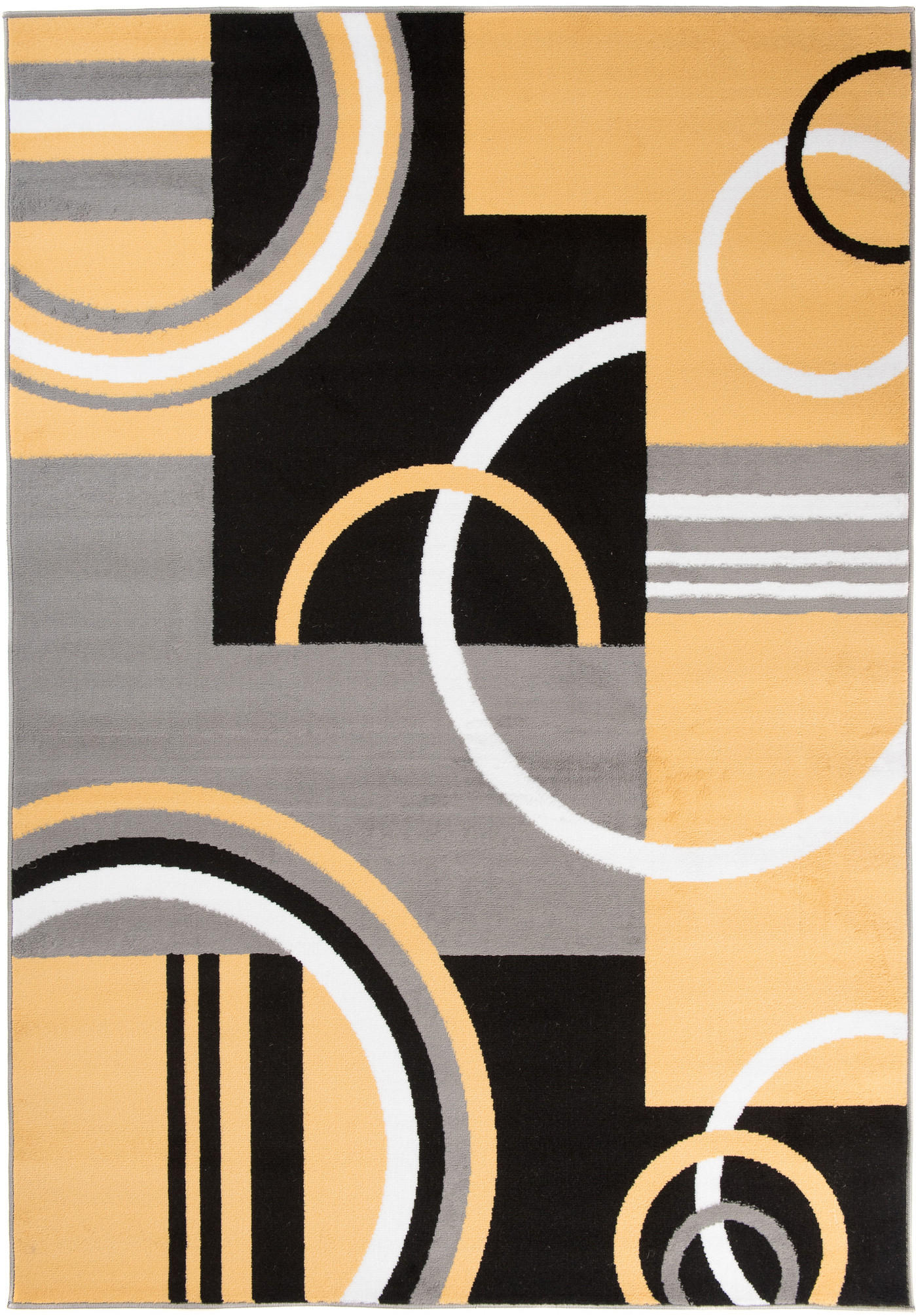 TEPPICH MAYA Gelb Geometrisch Kreise Vierecke 200/300 cm - Gelb, Textil (200/300cm) - Tapiso