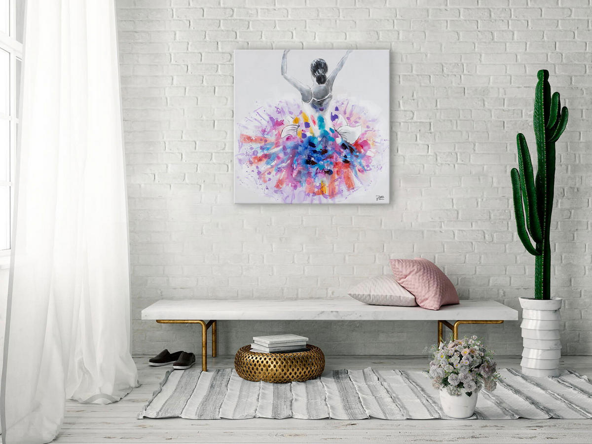 ÖLGEMÄLDE 80/80 cm - Lila/Weiß, Holz/Textil (1.6/80cm) - KUNSTLOFT