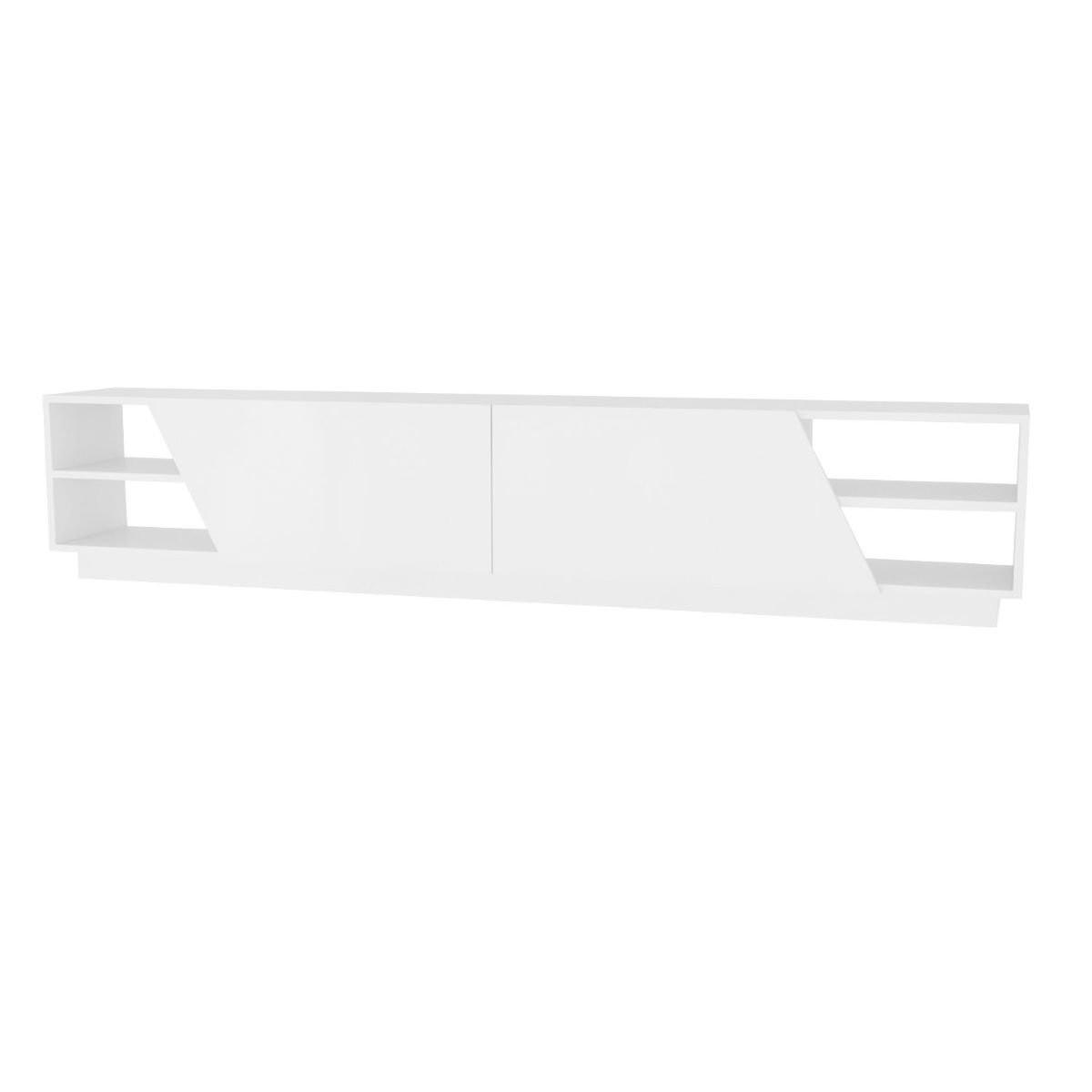 TV-MÖBEL 4 Regale 2 Türen L240 cm - Rhodes - Weiß, Holzwerkstoff (37.1/47.4/240cm) - Calicosy