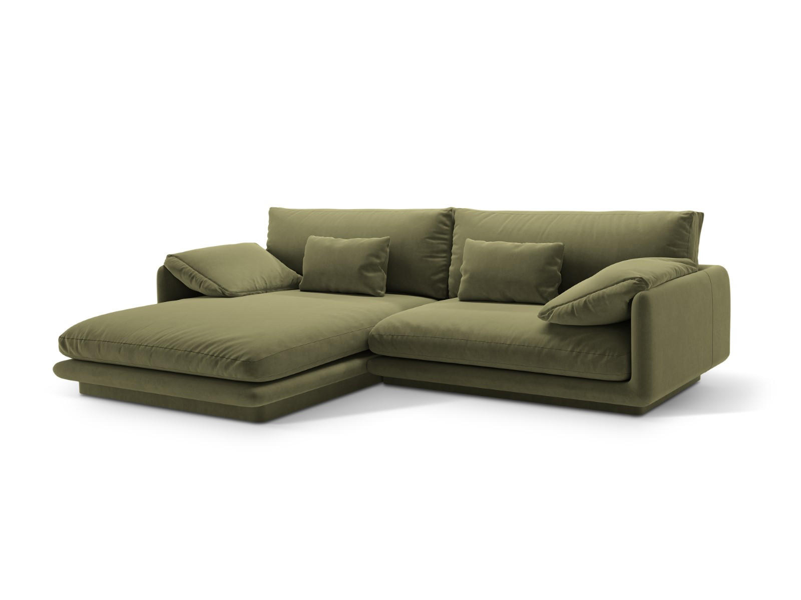 ECKSOFA links Torino aus Samt hellgrün 4 Sitzplätze - Hellgrün, Textil (170/250cm) - Micadoni