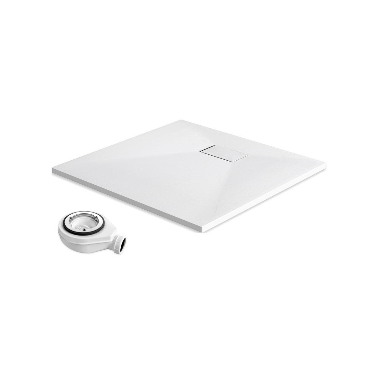 DUSCHWANNE inkl. Ablaufgarnitur Weiß 90/90 cm - Weiß, Naturmaterialien (90/2.6/90cm) - EMKE