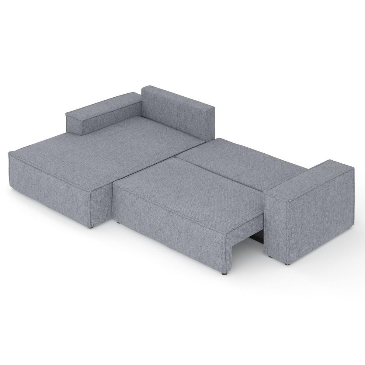 ECKSOFA TAURI mit Schlaffunktion Grau im Neve Stoff - Schwarz/Grau, Holz/Holzwerkstoff (294/185cm) - AltaBeds