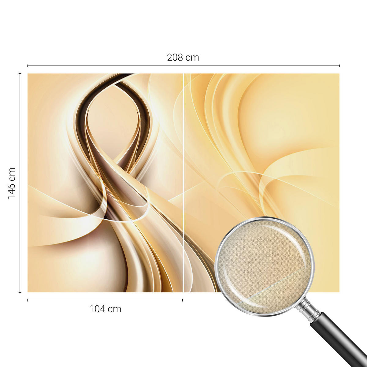 FOTOTAPETE 208x146 cm - Wellenlinien - Orange, Textil (208/146cm) - Wallfluent
