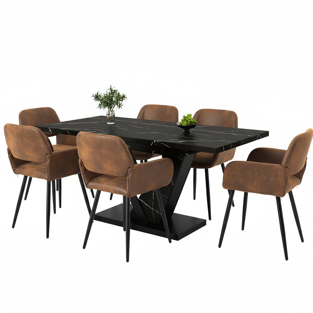Urban Meuble Tischgruppe Schwarz 160x76x75 cm