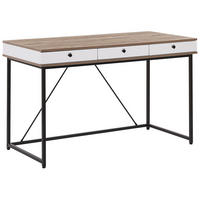 SCHREIBTISCH heller Holzfarbton/weiß 120/60/76 cm Hinton - Hellgrau, Holzwerkstoff (60/120/76cm) - Beliani