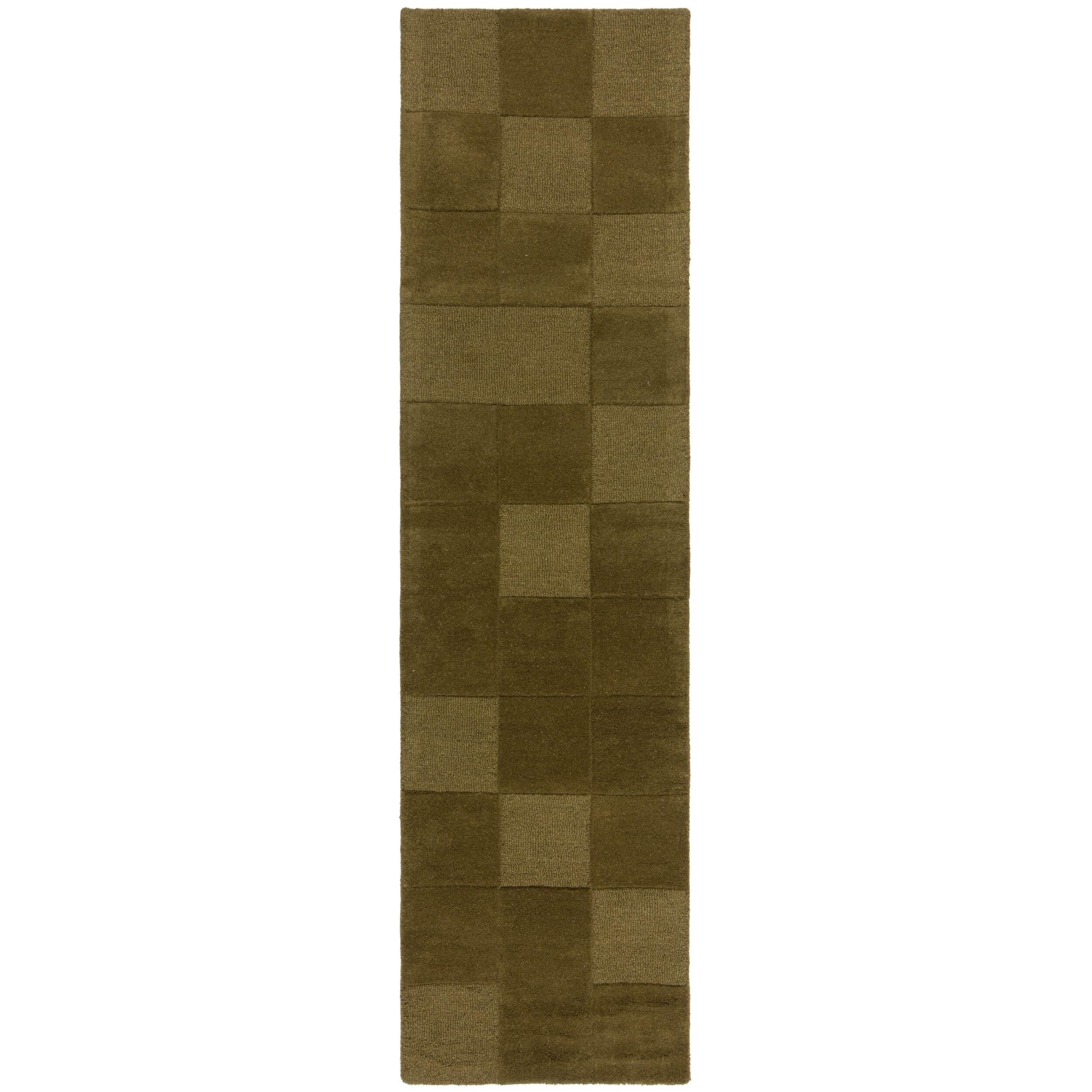 WOLLTEPPICH DEBEN, mit Schachbrettmuster, Grün, 60 x 230 cm - Grün, Textil (230/60cm) - KADIMA DESIGN