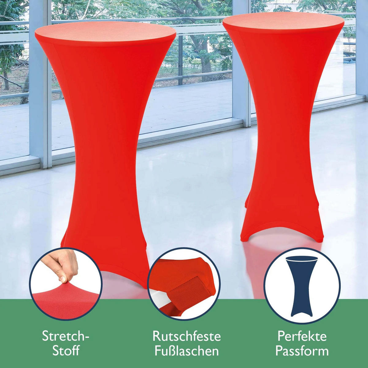 STEHTISCHHUSSE Stella Ø 70cm Rot (2tlg) - Rot, Textil (700/120cm) - Beautissu 