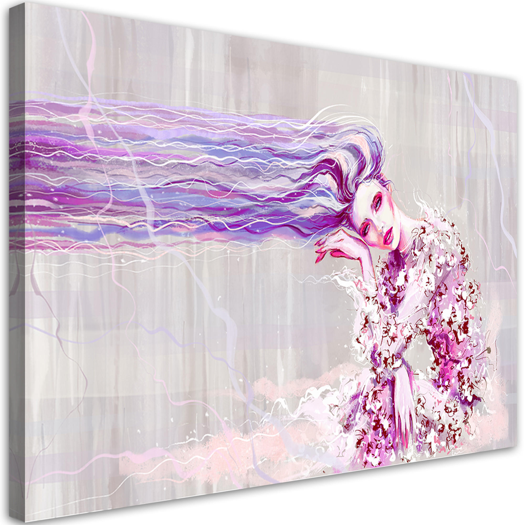 WANDBILD eine frau mit langen haaren - Blau, Textil (60/40cm) - Feeby