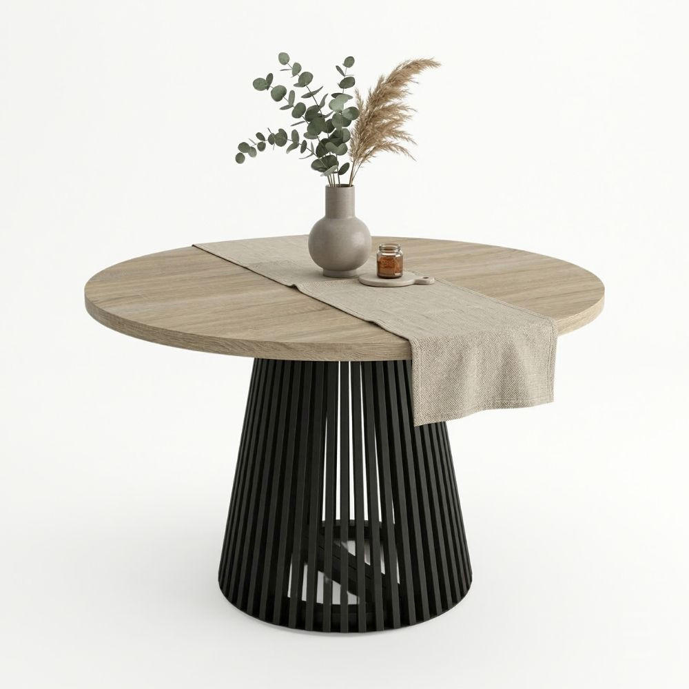 Dekori_Interiors Esstisch Sonoma Eiche, Schwarz 100x77x150 cm
