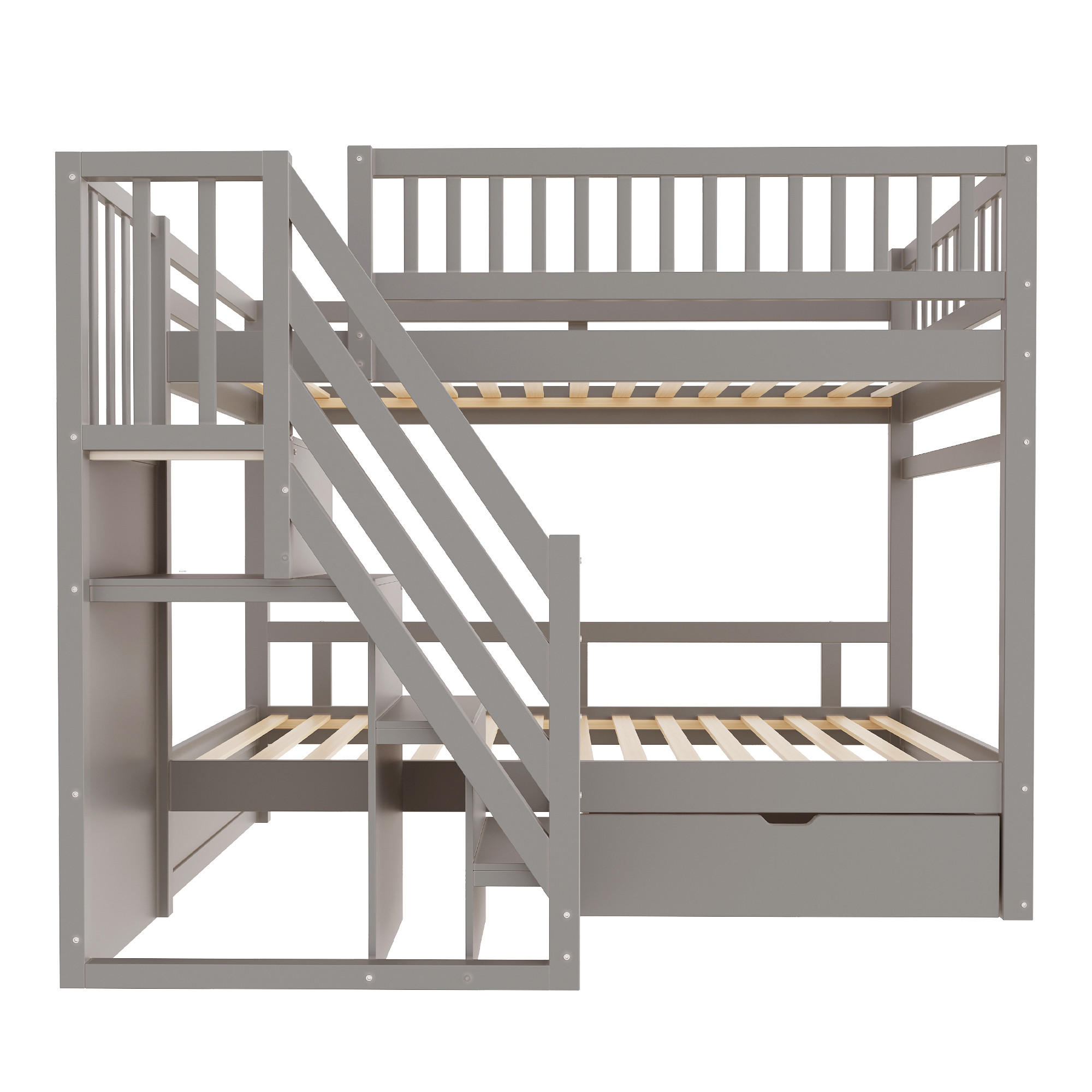 ETAGENBETT Massivholz 90/200 cm Grau - Grau, Holz - Raumix
