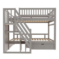 ETAGENBETT Massivholz 90/200 cm Grau - Grau, Holz - Raumix