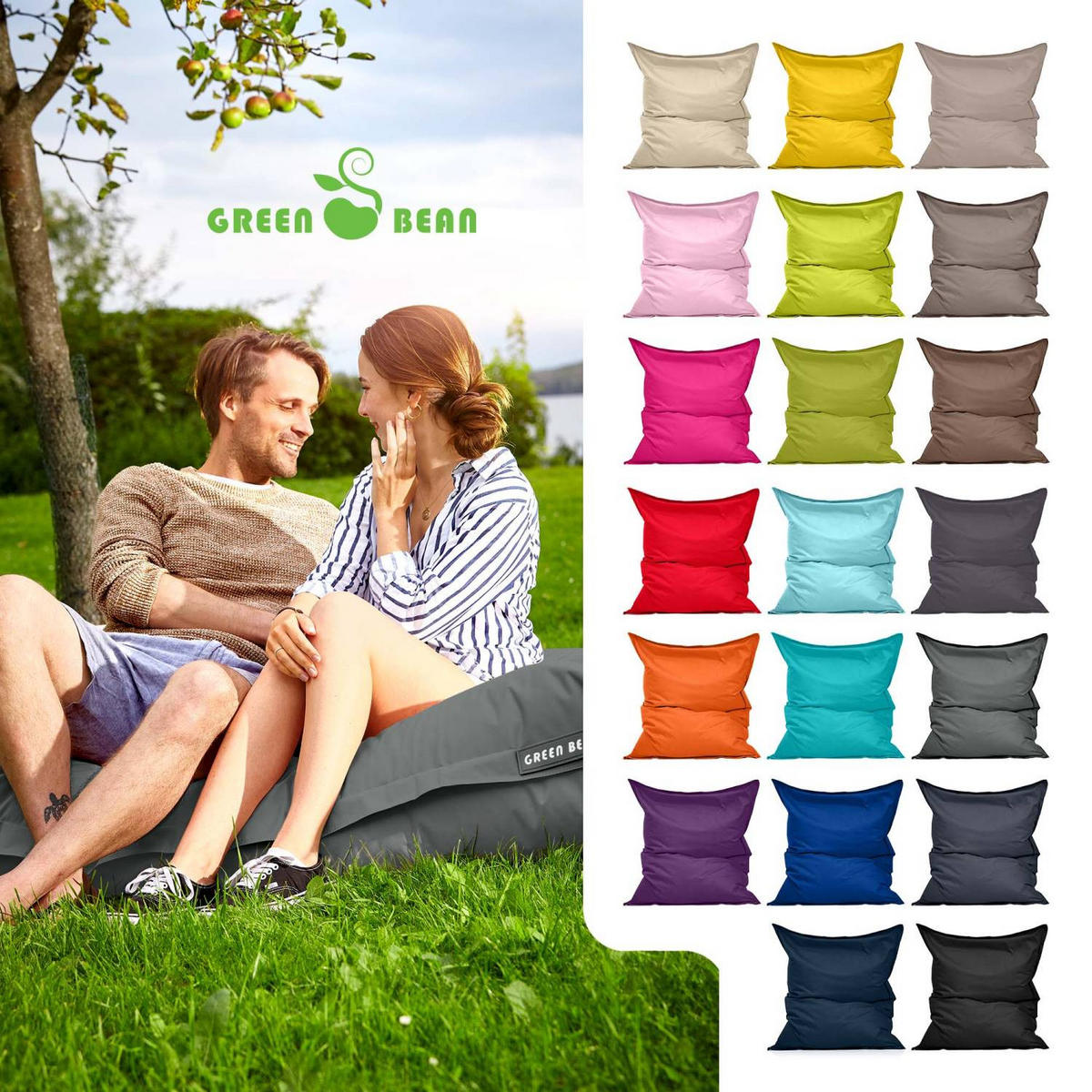 SITZSACK XL "Square" 120x160cm - 270 L - Grau, Textil (120/25/160cm) - Green Bean