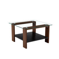 COUCHTISCH DE-37380 rechteckig mit Glasplatte Walnuss - Walnussfarben, Holzwerkstoff (75/75/45.5cm) - ComfortXL