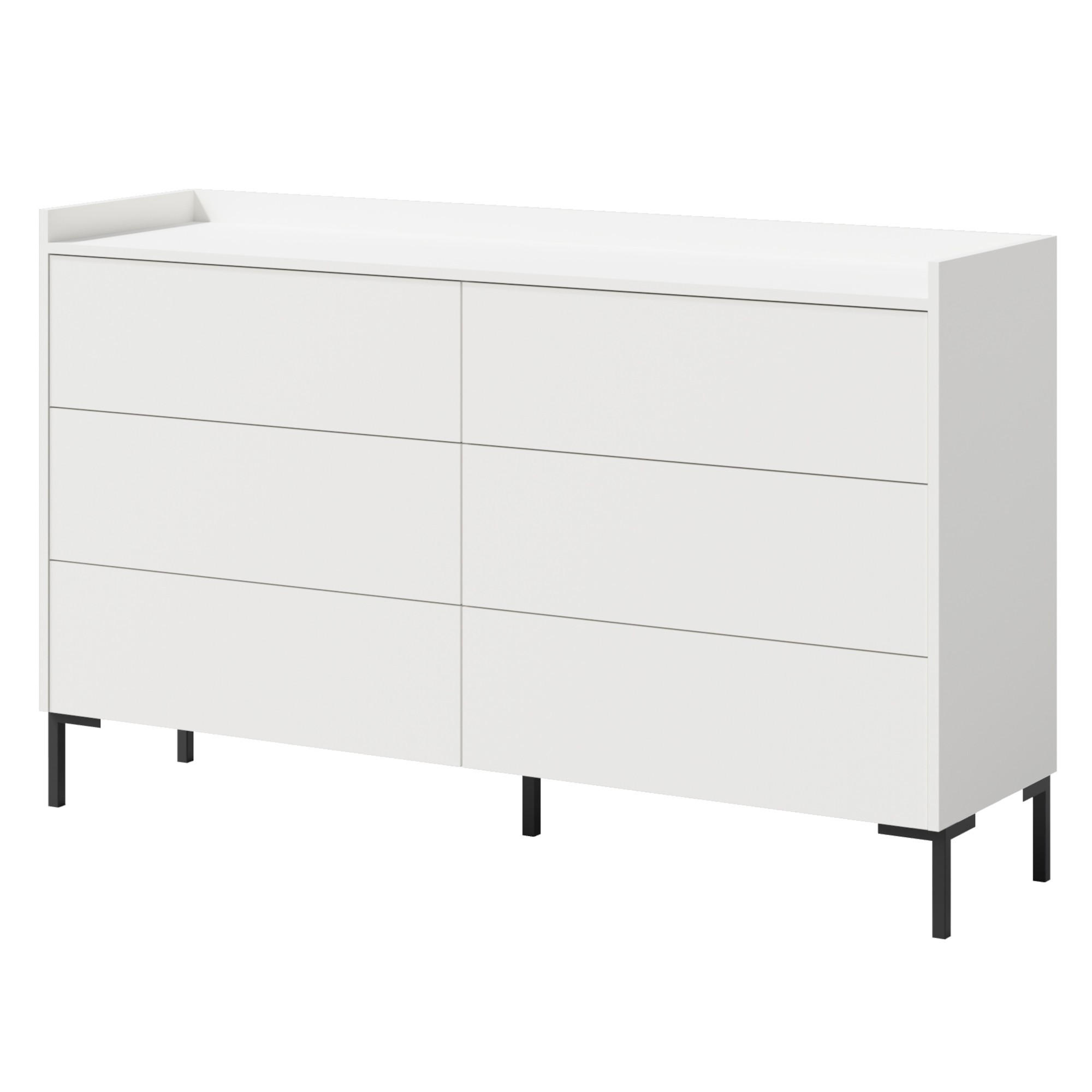 KOMMODE mit Schubladen Liam 6S 150 Weiß - Schwarz/Weiß, Holzwerkstoff/Metall (150/92/41cm) - mzm24