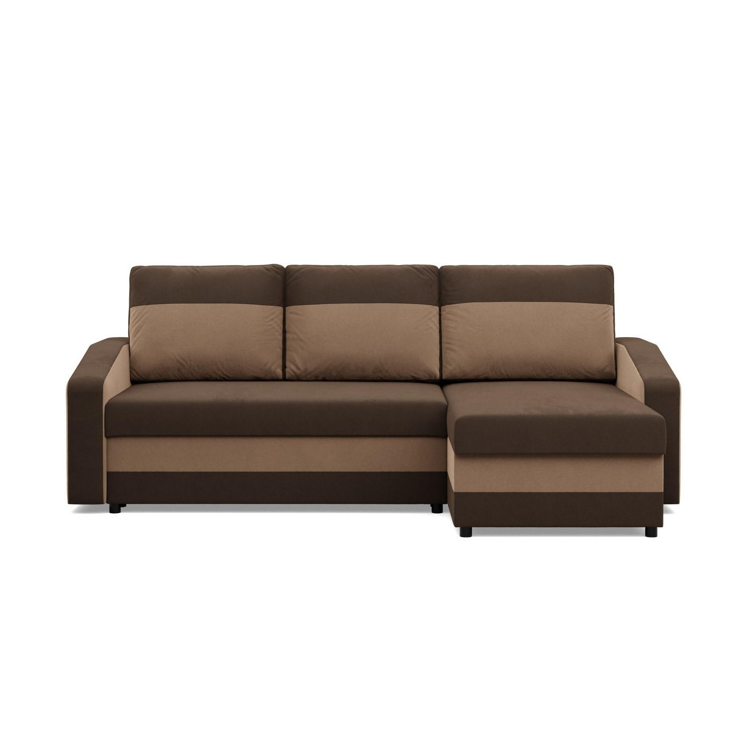 ECKSOFA MIT SCHLAFFUNKTION ORION, Dunkelbraun + Braun - Braun, Textil (231/140cm)