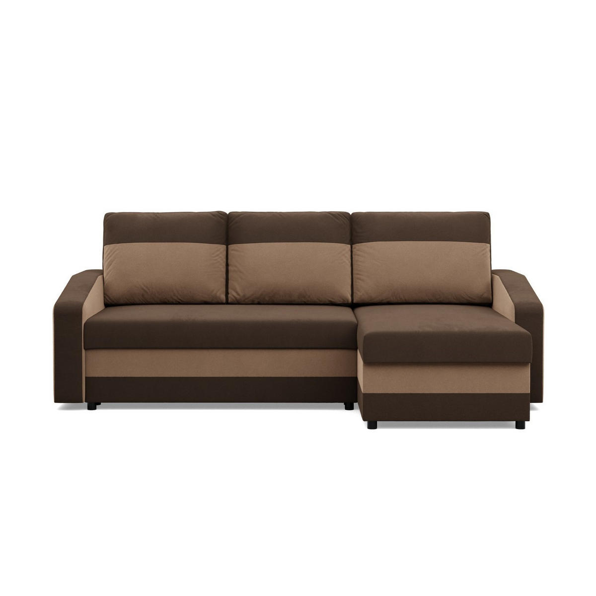 ECKSOFA MIT SCHLAFFUNKTION ORION, Dunkelbraun + Braun - Braun, Textil (231/140cm)