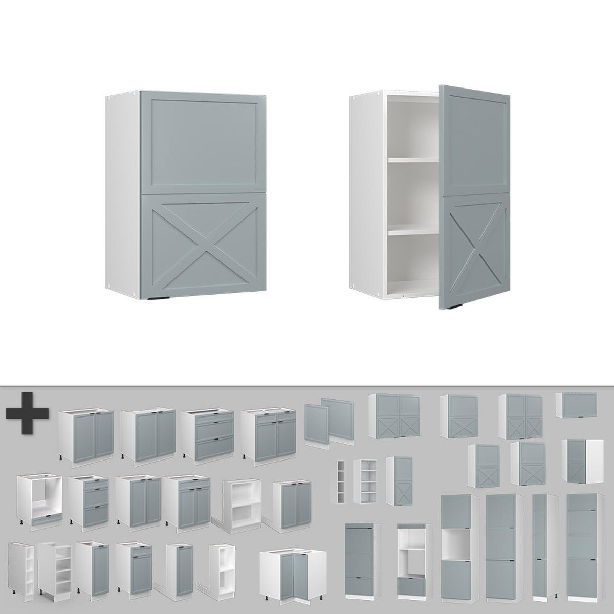 HÄNGESCHRANK Fame-Line Hellblau-grau 50 cm - Blaugrau/Weiß, Holzwerkstoff (50/72/34.1cm) - Vicco