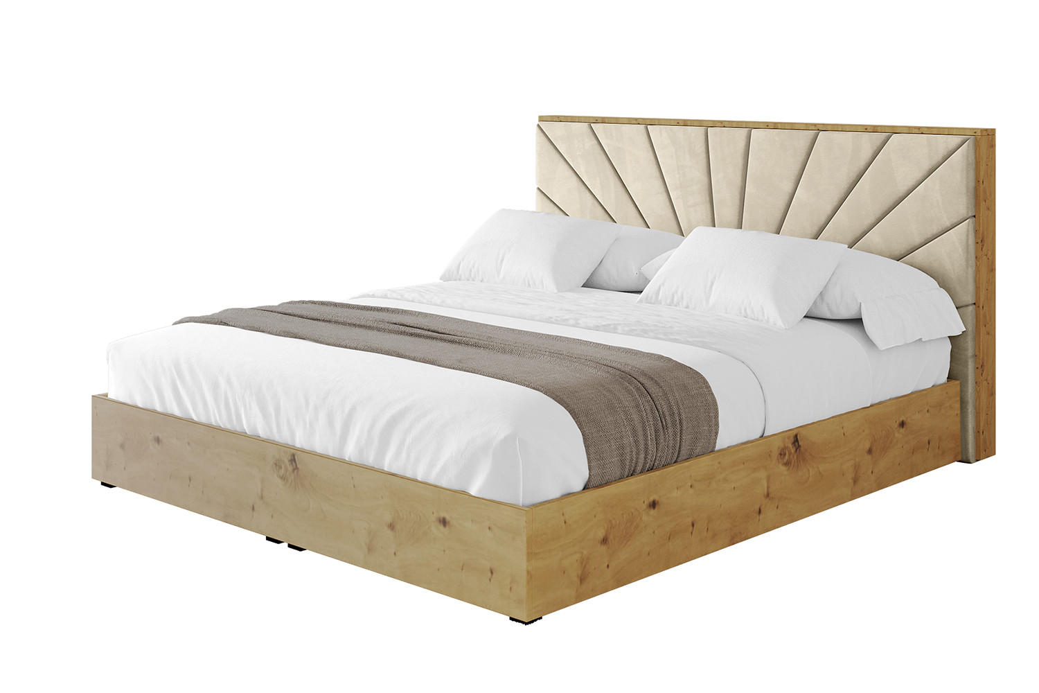 POLSTERBETT mit Bettkasten und Lattenrost, Bett mit Matratze H3/H4 - ENZO6 180x200 Beige - Ecru, Holzwerkstoff/Textil (180/200cm) - ALTDECOR