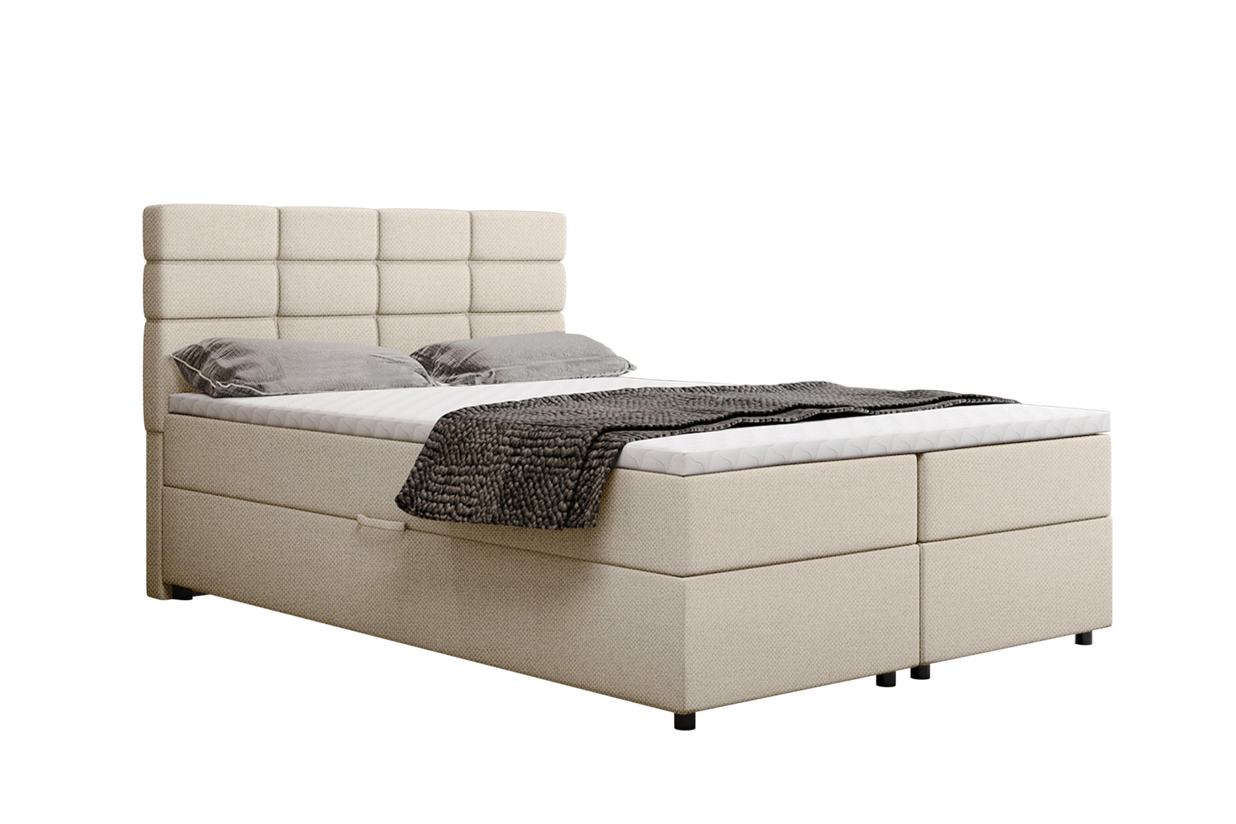 BOXBETT Reve 140 x 200 cm mit Bettkasten und Lattenrost ohne matratze - beige - Beige, Holz (140/200cm) - Homesy