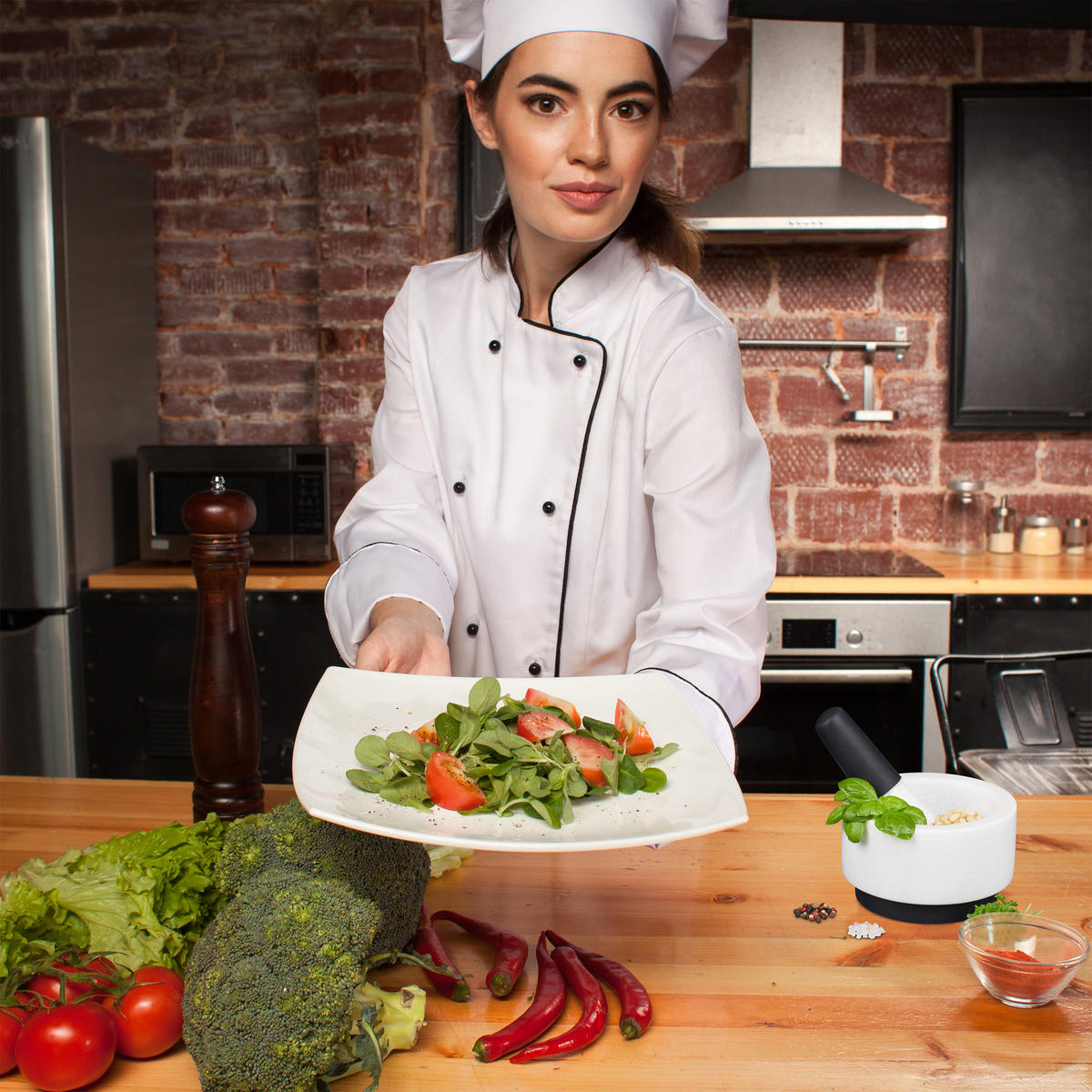 MÖRSER - Multicolor, Kunststoff/Stein (14/8/14cm) - Relaxdays