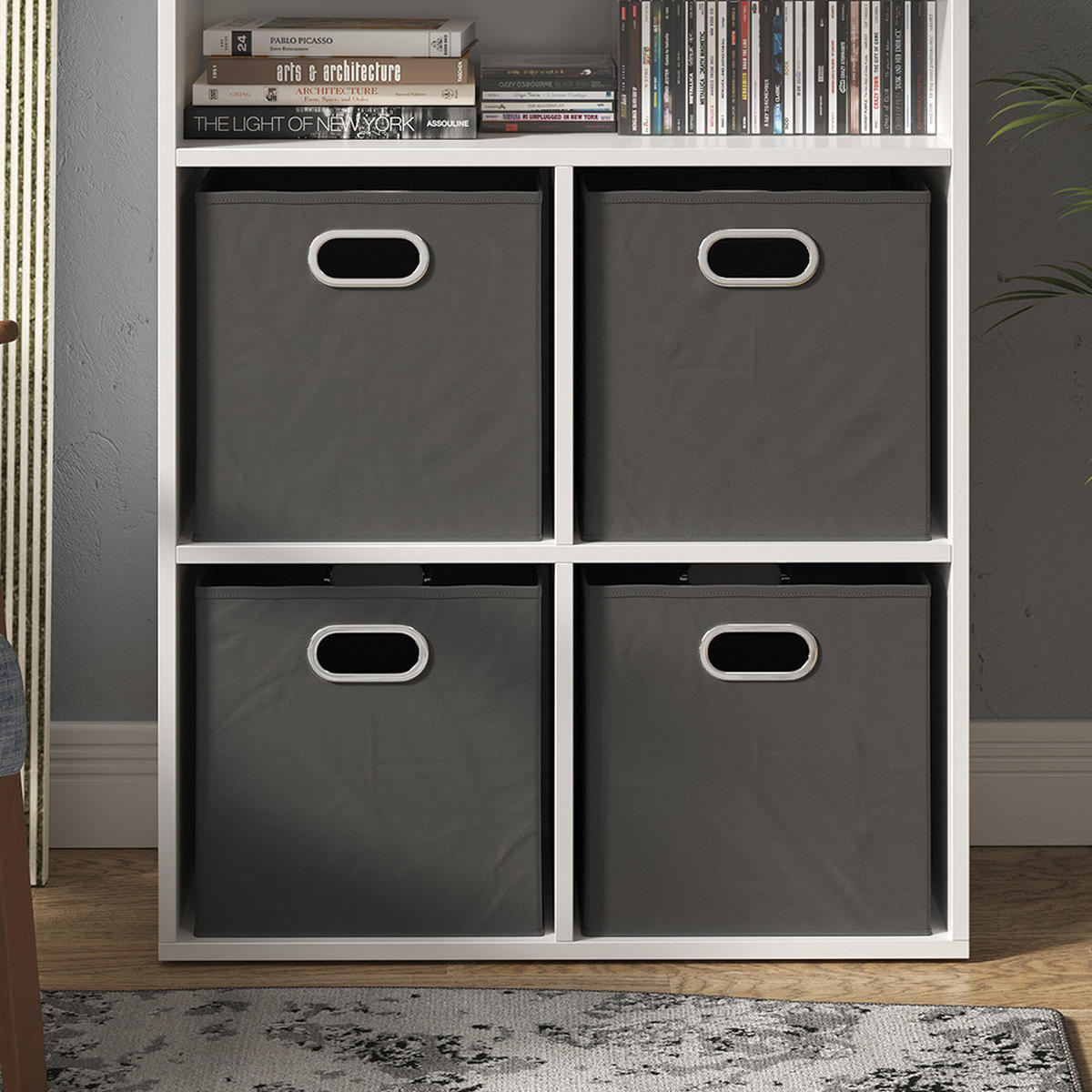 BÜCHERREGAL Weiß 72 x 90.2 cm mit 4 Faltboxen - Weiß, Holzwerkstoff (72/90.2/30.6cm) - Vicco