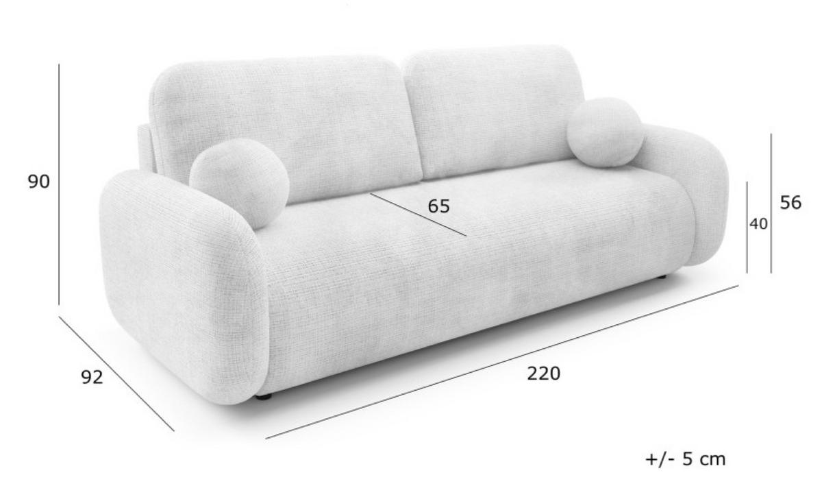 SOFA Cremona 97 LEON Mit Schlaffunktion - Schwarz, Textil (220/90/92cm) - Sepro Meble