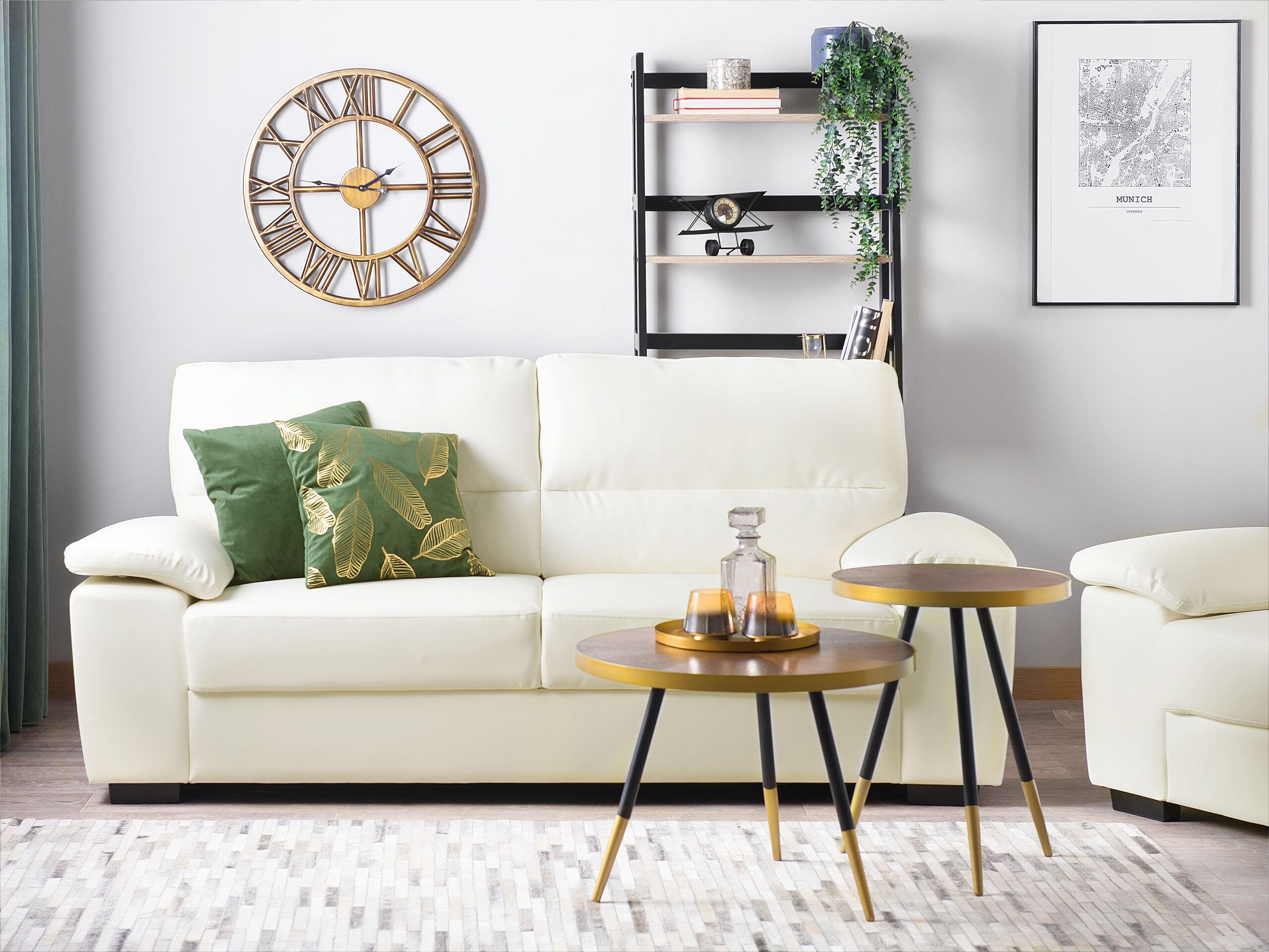 3-SITZER-SOFA Kunstleder Beige Vogar - Beige, Kunststoff/Textil (195/90/74cm) - Beliani