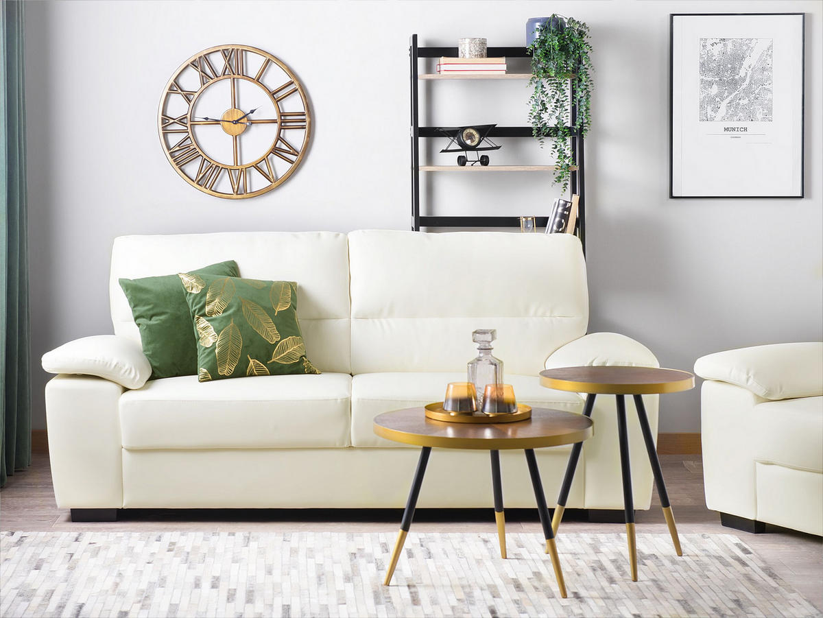 3-SITZER-SOFA Kunstleder Beige Vogar - Beige, Kunststoff/Textil (195/90/74cm) - Beliani