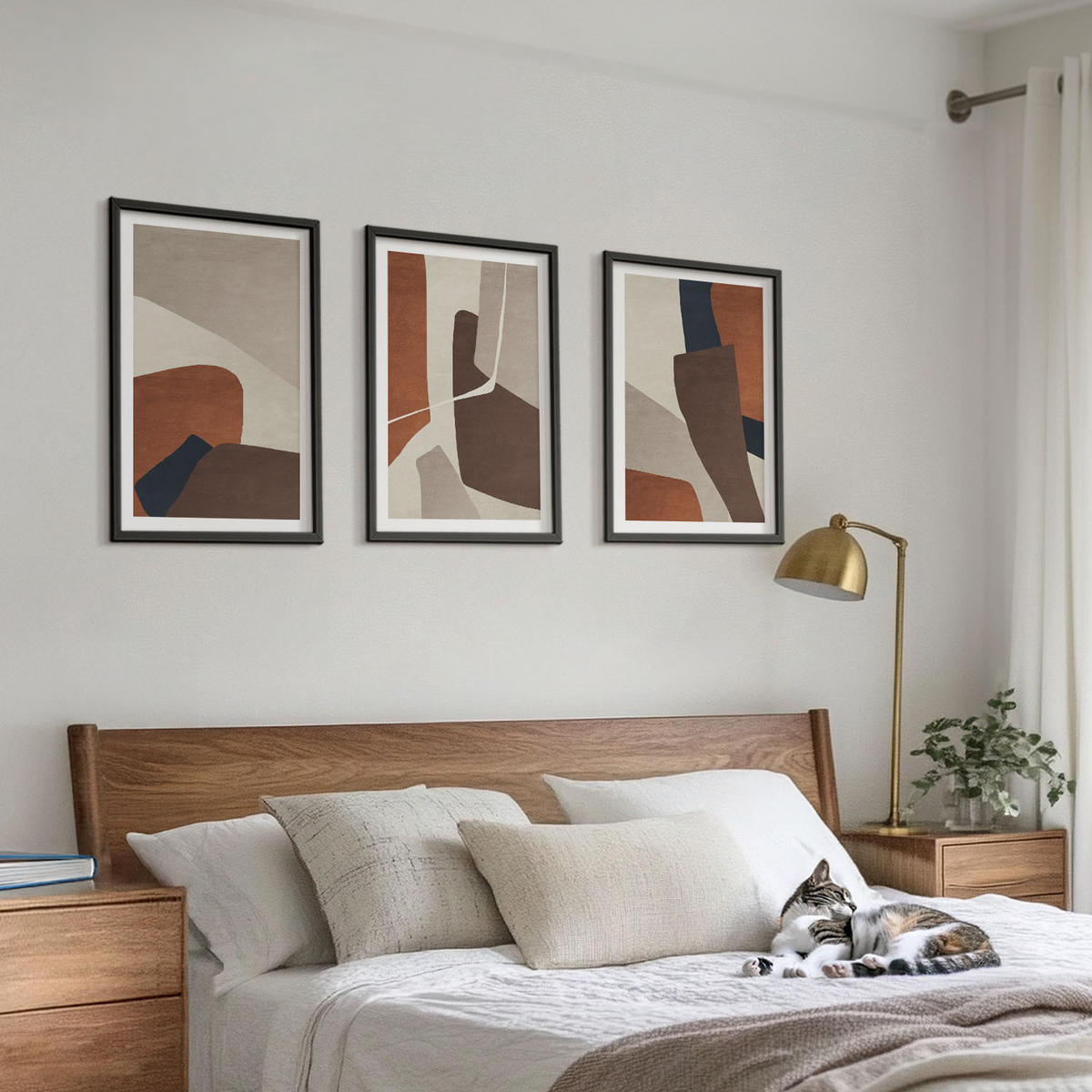 BILDER SET 3er Set - 40x60 cm Schwarzer Rahmen - Abstrakte moderne Strukturen - Schwarz, Kunststoff (40/60cm) - TULUP