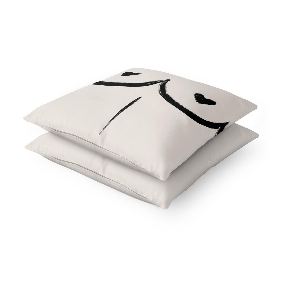 DEKOKISSEN 2er-Set Alina Buffiere Illustration - Ich seh dich Brüste Duo 50/50 cm - Eichefarben, Textil (50/50cm) - Bilderwelten