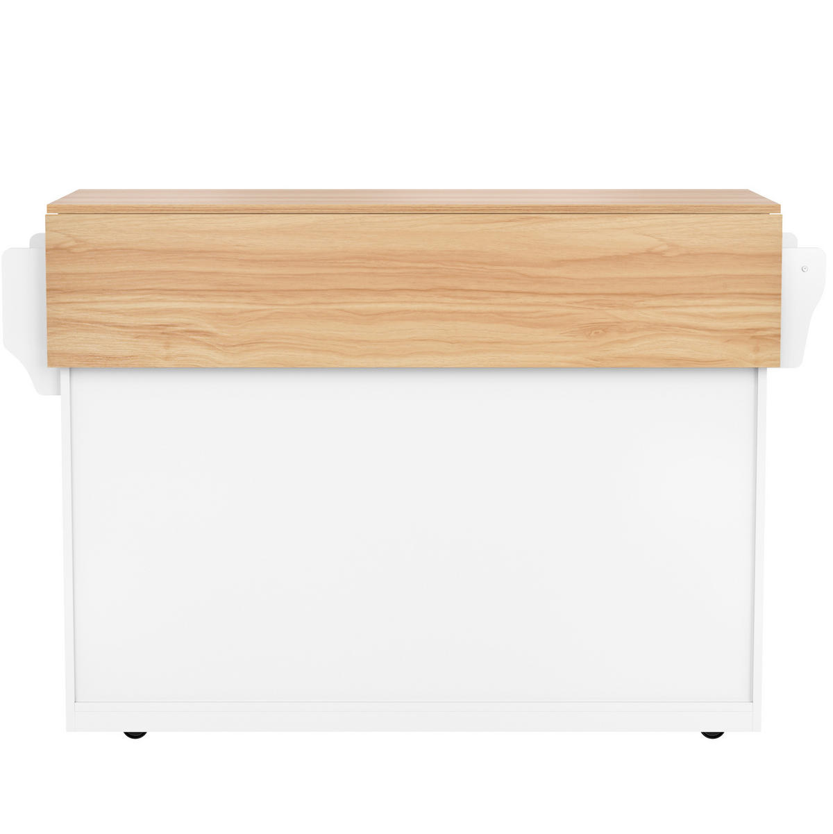 KÜCHENINSEL 120/91,5/46 cm Weiß/Natur aus MDF mit klappbarer Tischplatte - Weiß, Holzwerkstoff (71/91.5/120cm) - OKMYHOME